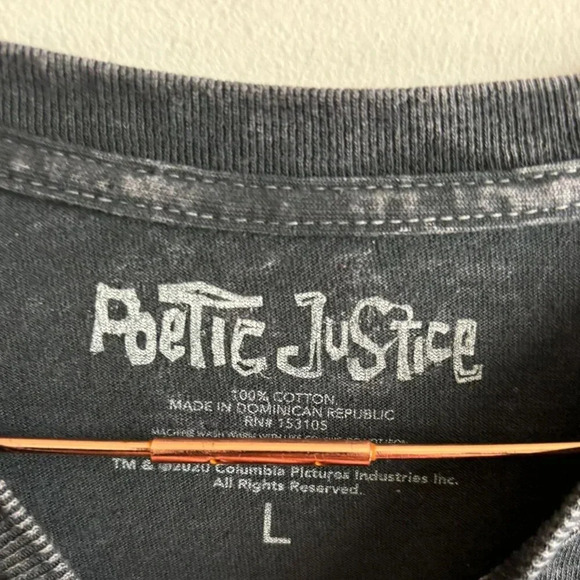 Poetic Justice Mens Tupac Shakur Print T Shirt Acid Gray Size Large - Picture 5 of 7